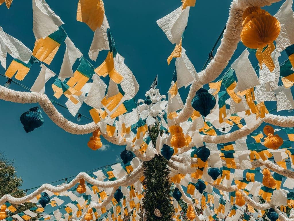 Celebratory banners hung up in Portugal